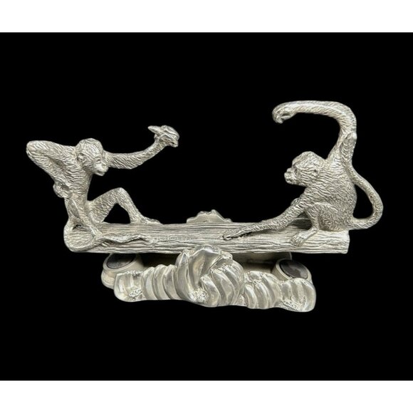 Royal Selangor Pewter Monkey See-Saw Business Card Holder Luxury Quality Unique - Picture 2 of 11